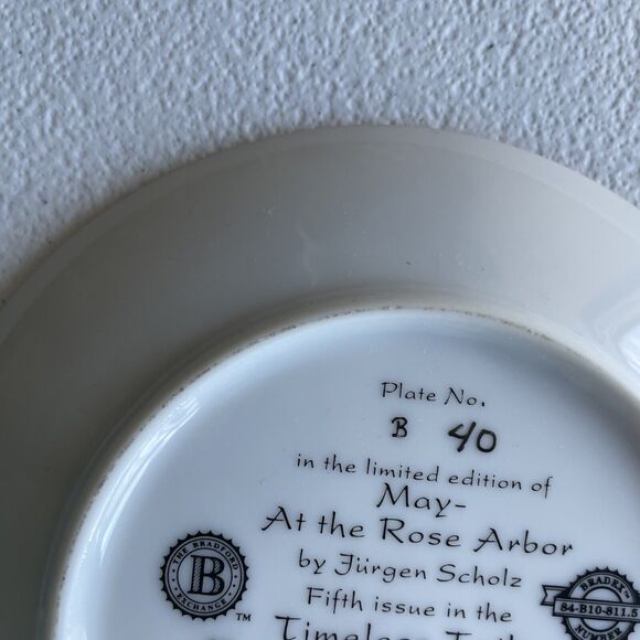 May - At The Rose Arbor Plate Cat Kitten By Jurgen Scholz Timeless Tails 1999 - Picture 7 of 11